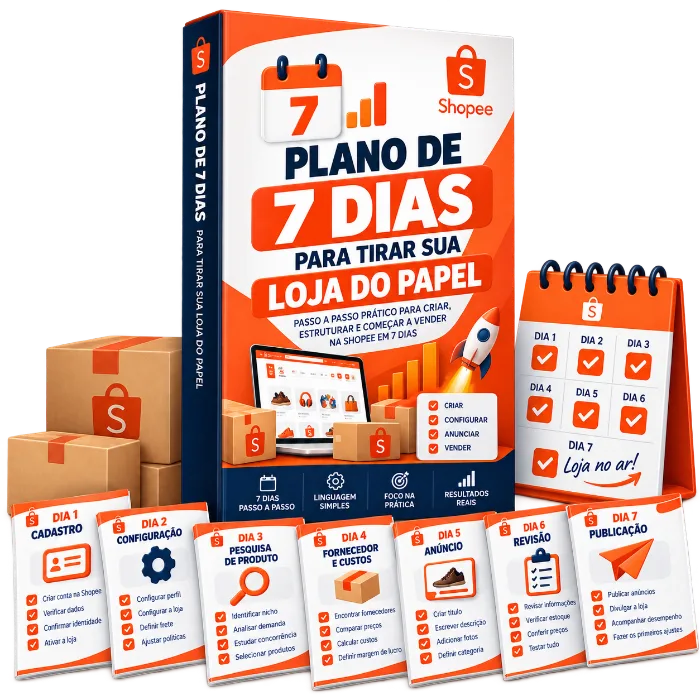 Mockup do bônus 4: Plano de 7 Dias para Tirar Sua Loja do Papel